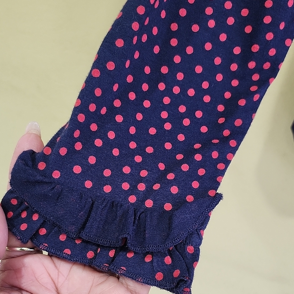 Navy Ruffle V-Neck Long-Sleeve Blouse with Red Micro Print - Picture 8 of 10
